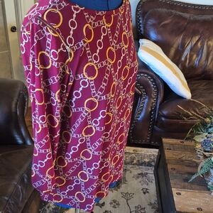 Susan Graver: Sz L.Round neckbeautifulchainlink Pattern liquid knit blouse(#464C